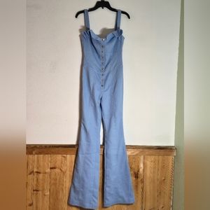 Dulcis Shop Women's Blue wide Leg Jumpsuit Adrienne 0620 Size M